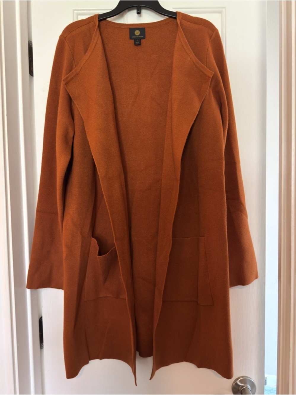 JM Collection Open-Front Long Cardigan Sweater - Rust Orange